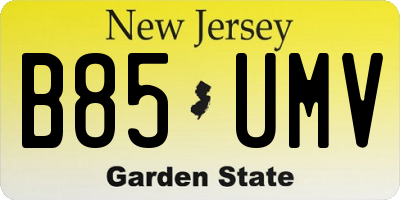 NJ license plate B85UMV