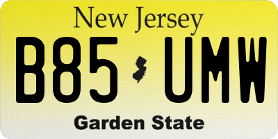 NJ license plate B85UMW