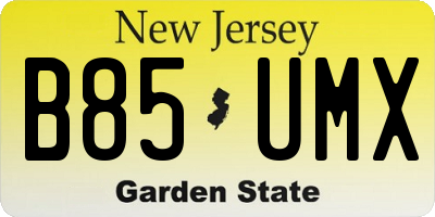NJ license plate B85UMX