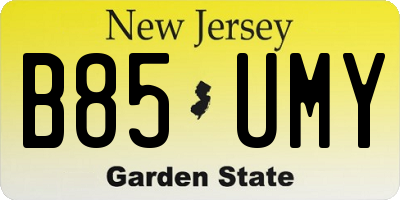 NJ license plate B85UMY