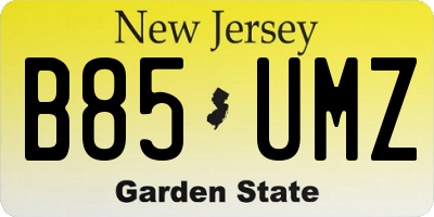 NJ license plate B85UMZ