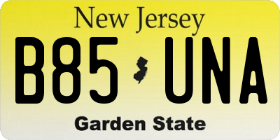 NJ license plate B85UNA