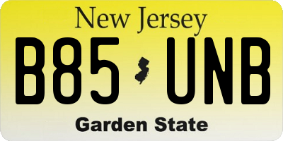 NJ license plate B85UNB