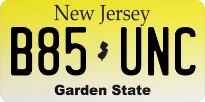 NJ license plate B85UNC