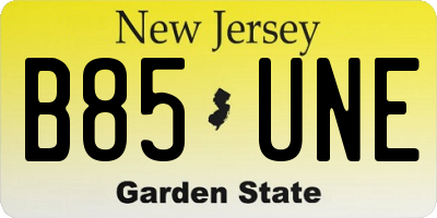 NJ license plate B85UNE