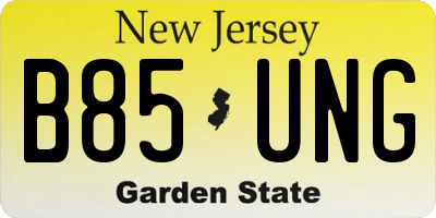 NJ license plate B85UNG