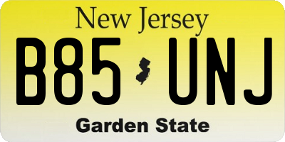NJ license plate B85UNJ