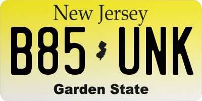 NJ license plate B85UNK