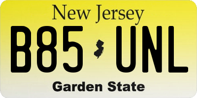 NJ license plate B85UNL