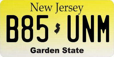 NJ license plate B85UNM