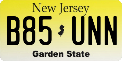 NJ license plate B85UNN