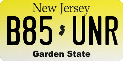 NJ license plate B85UNR