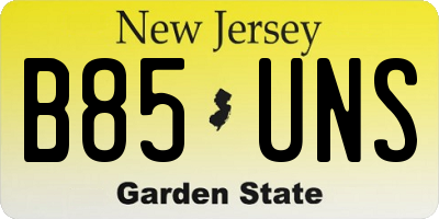 NJ license plate B85UNS