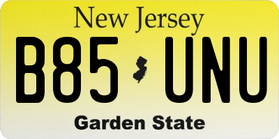 NJ license plate B85UNU