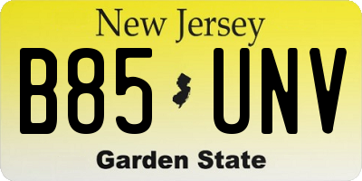 NJ license plate B85UNV
