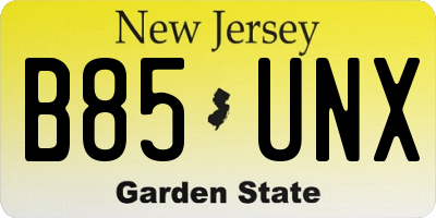 NJ license plate B85UNX