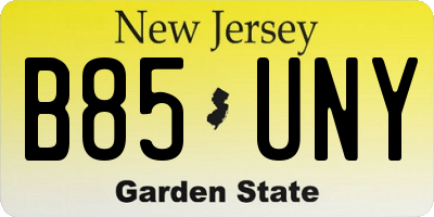 NJ license plate B85UNY