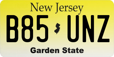 NJ license plate B85UNZ