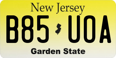 NJ license plate B85UOA