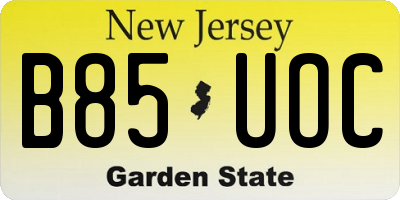 NJ license plate B85UOC