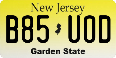NJ license plate B85UOD
