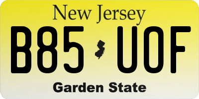 NJ license plate B85UOF