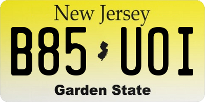 NJ license plate B85UOI