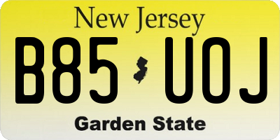 NJ license plate B85UOJ