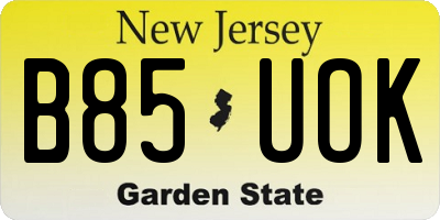 NJ license plate B85UOK