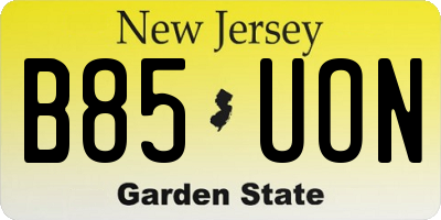 NJ license plate B85UON