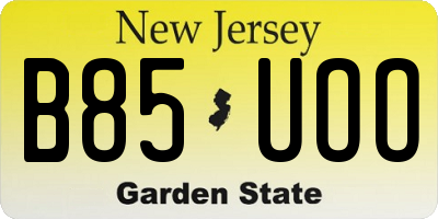 NJ license plate B85UOO