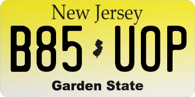 NJ license plate B85UOP