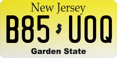 NJ license plate B85UOQ