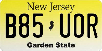 NJ license plate B85UOR