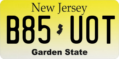 NJ license plate B85UOT