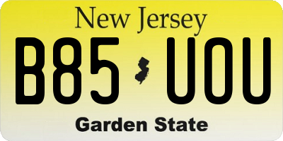 NJ license plate B85UOU