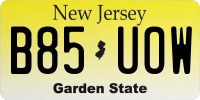 NJ license plate B85UOW