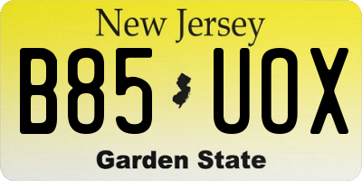 NJ license plate B85UOX