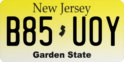 NJ license plate B85UOY