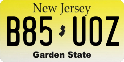 NJ license plate B85UOZ
