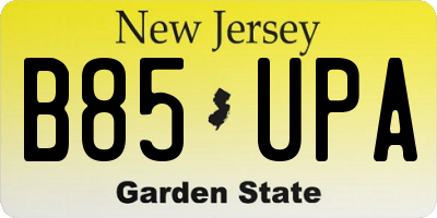 NJ license plate B85UPA