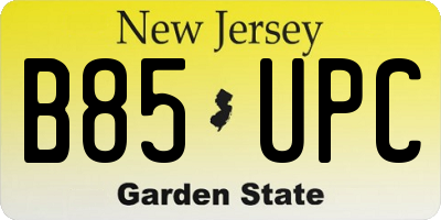 NJ license plate B85UPC