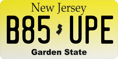 NJ license plate B85UPE