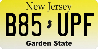 NJ license plate B85UPF