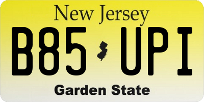 NJ license plate B85UPI