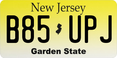 NJ license plate B85UPJ