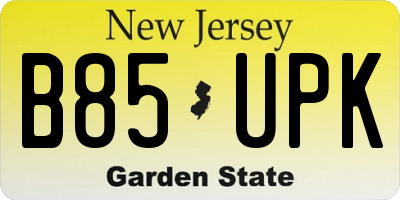 NJ license plate B85UPK