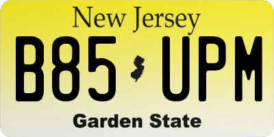 NJ license plate B85UPM
