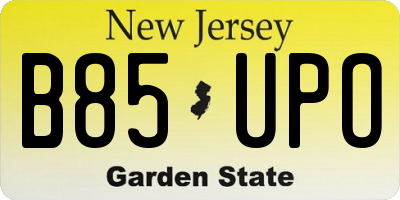 NJ license plate B85UPO