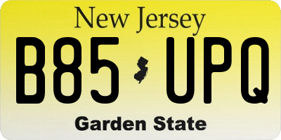 NJ license plate B85UPQ